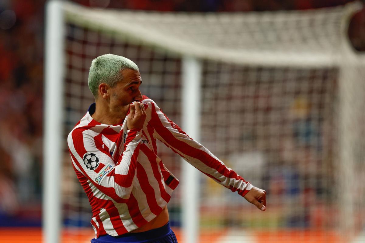 Griezmann celebra un gol con el Atlético de Madrid en esta temporada. Griezmann celebra un gol con el Atlético de Madrid en esta temporada.