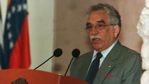 Gabriel García Márquez, en el I Congreso Internacional de la Lengua Española de Zacatecas (México), en 1997. 