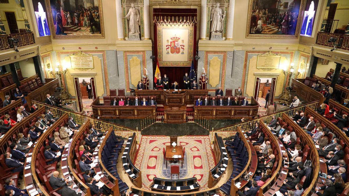Vista aérea del hemiciclo del Congreso de los Diputados