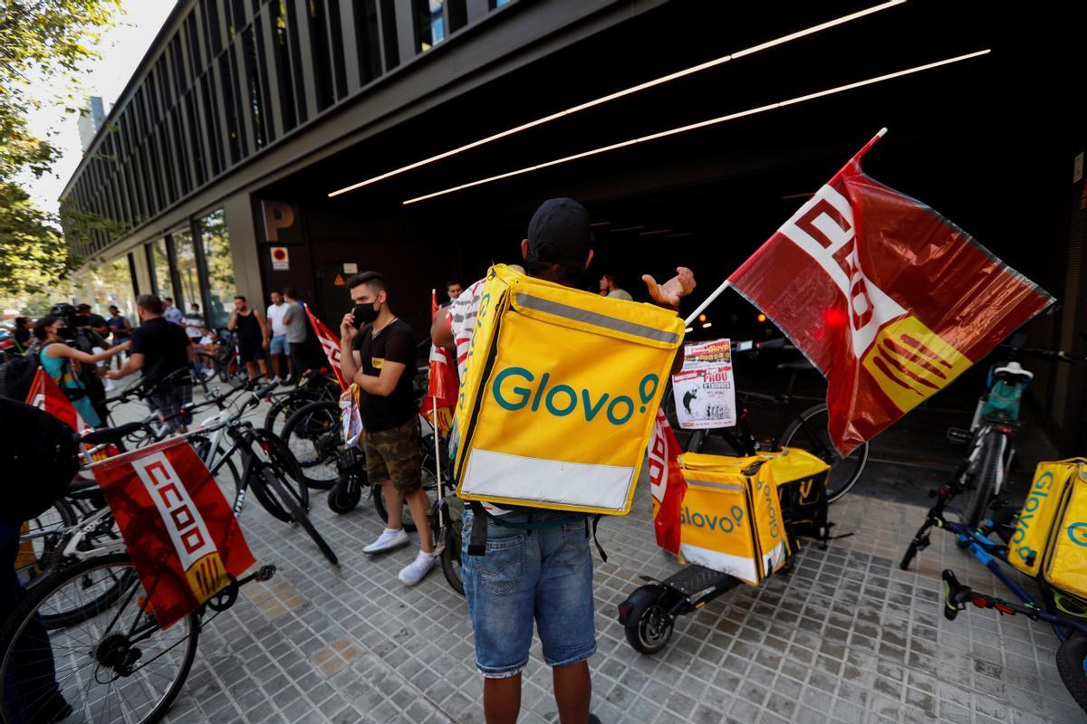 Manifestación de riders convocada por CCOO en Barcelona