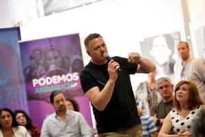 Juan Antonio Delgado Ramos, diputado en el Congreso por Cádiz de Unidas Podemos durante su campaña para liderar la candidatura para las elecciones de Andalucía. 
