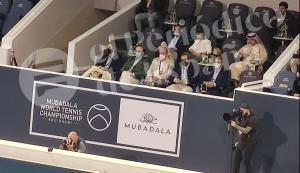El rey emérito Juan Carlos I este viernes en Abu Dabi durante un partido de tenis entre Rafa Nadal y Andy Murray.