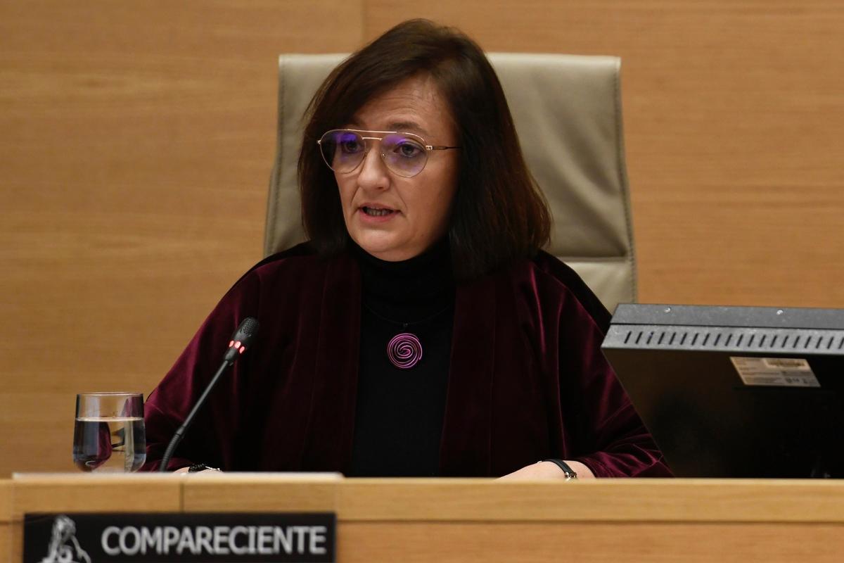 La presidenta de la Autoridad Independiente de Responsabilidad Fiscal (AIReF), Cristina Herrero, durante una comparecencia en el Congreso