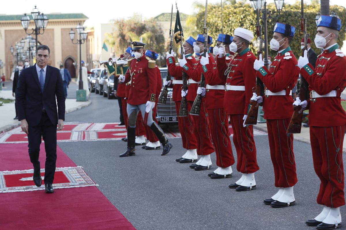El presidente del Gobierno, Pedro Sánchez, el jueves pasado, en su visita oficial a Marruecos. 