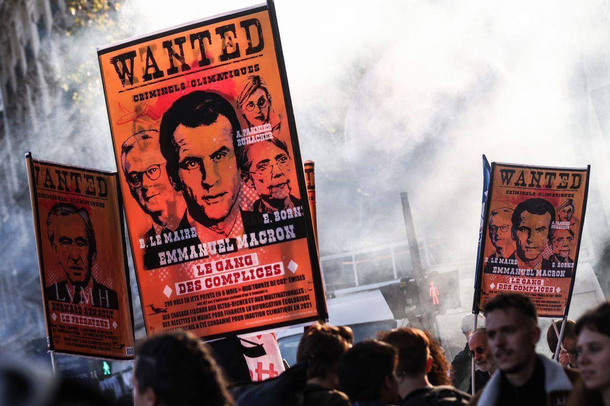 Protestas en París contra la inflación y las políticas de Macron.