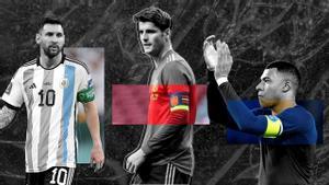Leo Messi, Álvaro Morata y Kylian Mbappé, capitanes de sus selecciones.