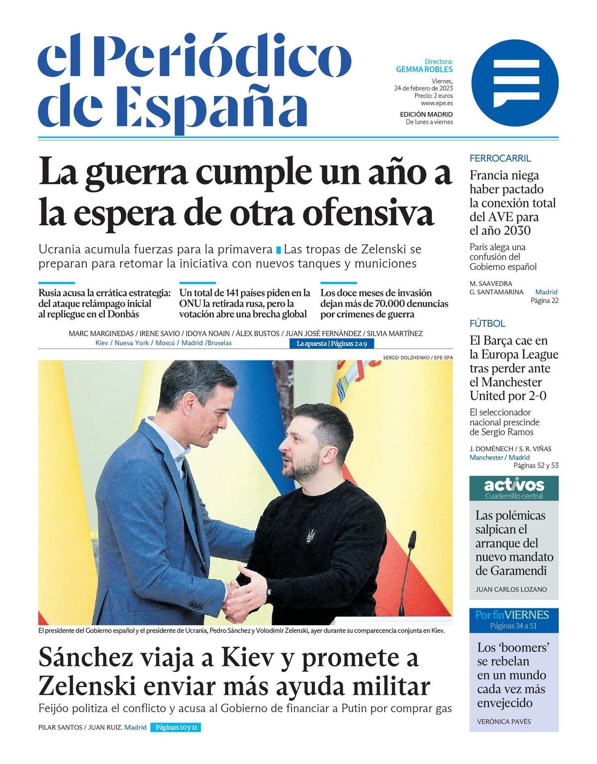EL PERIÓDICO DE ESPAÑA de hoy viernes 24 de febrero de 2023 | El Periódico  de España