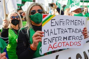 Miembros de Csif en una reciente protesta ante el ministerio de Sanidad, en Madrid