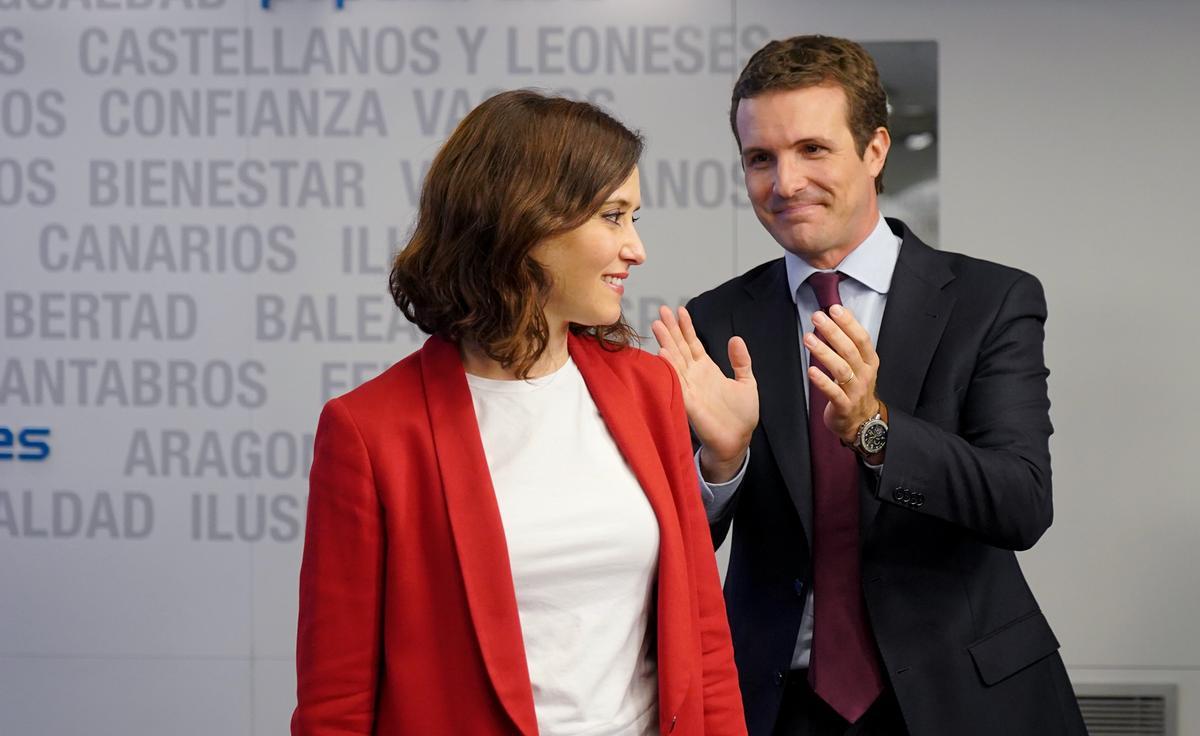 Isabel Díaz Ayuso y Pablo Casado, en el Comité Ejecutivo del partido en mayo de 2019.