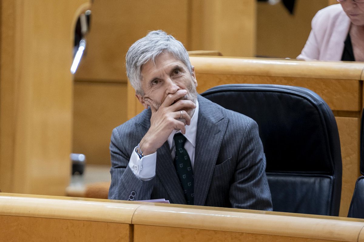 El ministro de Interior, Fernando Grande-Marlaska, en una sesión de control al Gobierno en el Senado. El ministro de Interior, Fernando Grande-Marlaska, en una sesión de control al Gobierno en el Senado.