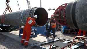 Imagen de archivo de la construcción del gasoducto Nord Stream 2, en la localidad rusa de Kingisepp, en 2019.