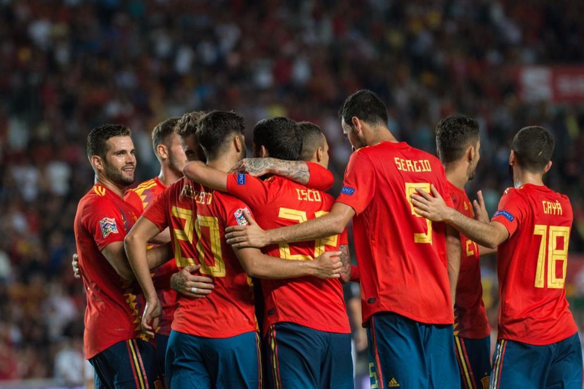 La selección española de fútbol, en un encuentro reciente.