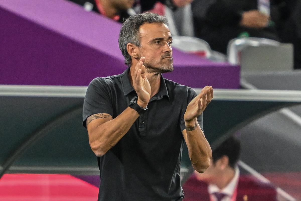 Luis Enrique, durante el partido ante Marruecos. Luis Enrique, durante el partido ante Marruecos.