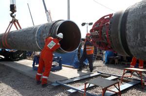 Construcción del gasoducto Nord Stream 2, en la localidad rusa de Kingisepp, en 2019.