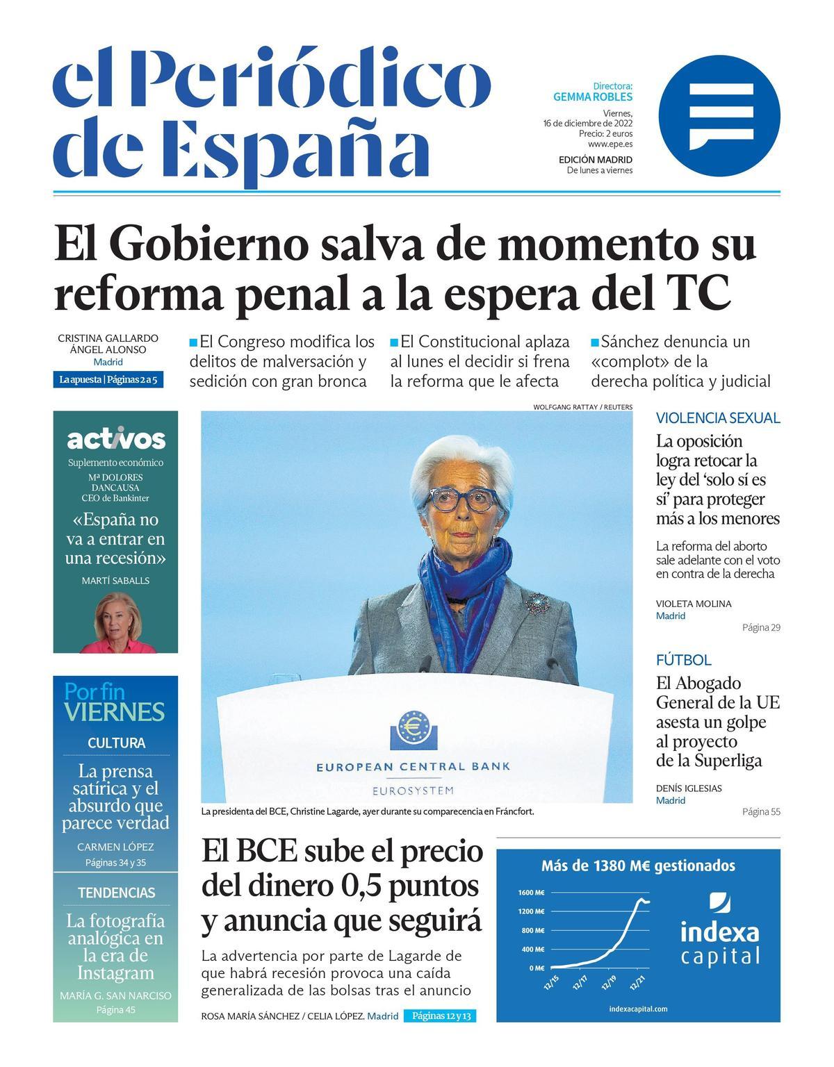 El PeriÓdico De EspaÑa De Hoy Viernes 16 De Diciembre De 2022 El Periódico De España 7338