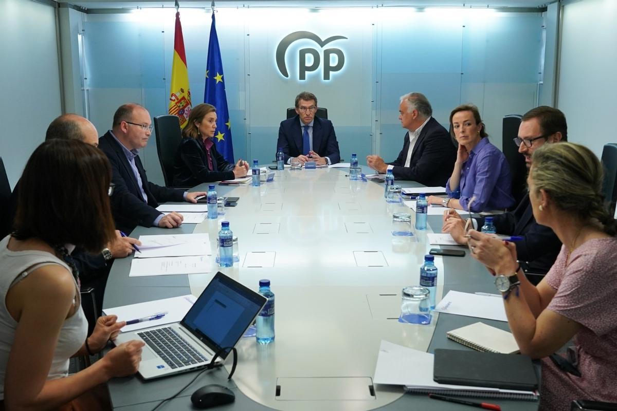 El presidente del PP, Alberto Núñez Feijóo, preside la reunión del comité de dirección del PP en la sede nacional del partido. 