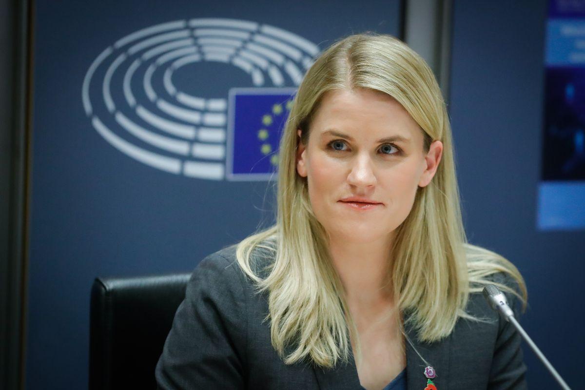 Frances Haugen, exingeniera de Facebook, durante su comparecencia en el Parlamento Europeo. 