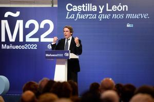 José María Aznar, en el acto de campaña de este sábado en Valladolid.