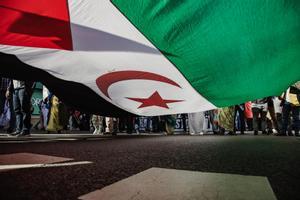 Bandera en una manifestación en favor del Sáhara Occidental en Madrid.