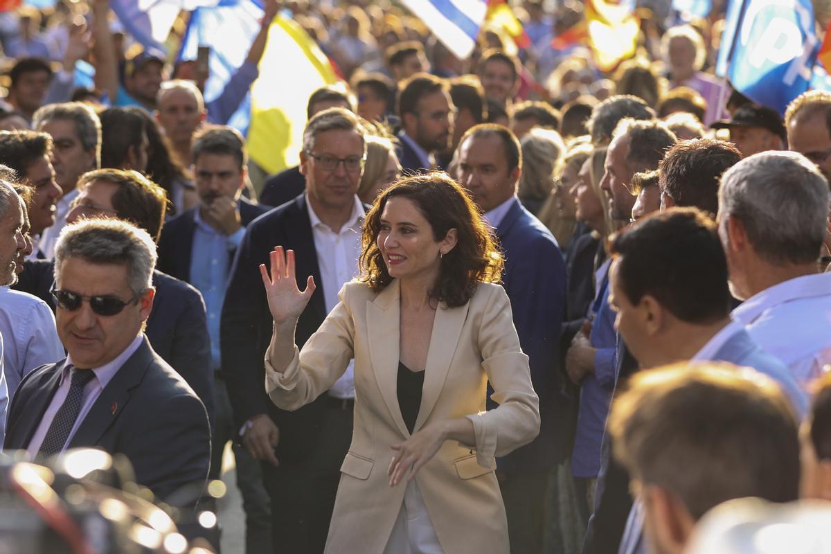 Isabel Díaz Ayuso en el arranque de la campaña electoral en Madrid.