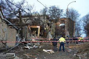 Edificios destrozados en Kiev tras ataques rusos.
