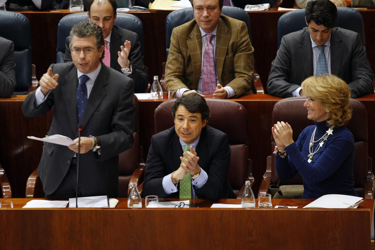 Francisco Granados, Ignacio González y Esperanza Aguirre en la Asamblea de Madrid.