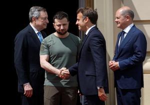 Macron, Scholz y Draghi apoyan desde Kiev la candidatura "inmediata" de Ucrania a la UE