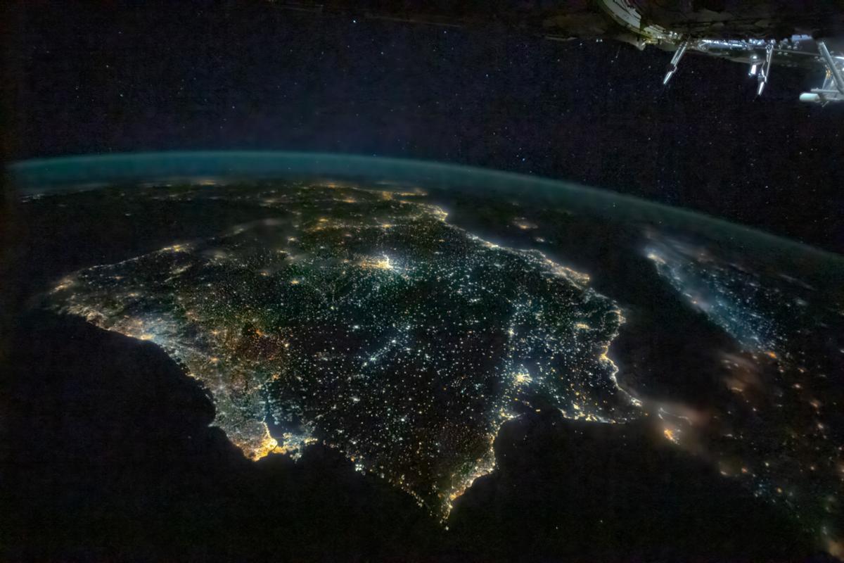La península Ibérica en una fotografía tomada desde la Estación Espacial Internacional