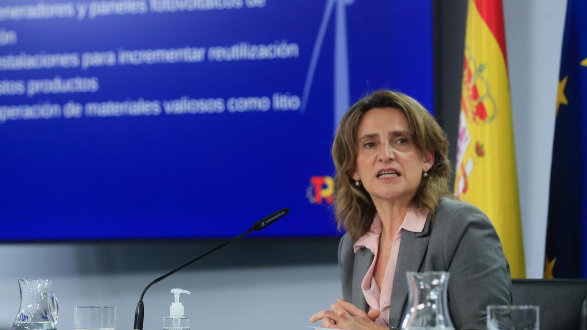 La vicepresidenta tercera y ministra para la Transición Ecológica y el Reto Demográfico, Teresa Ribera, en rueda de prensa posterior al Consejo de Ministros.