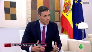 El presidente del Gobierno, Pedro Sánchez, en la entrevista de este jueves por la noche con La Sexta.