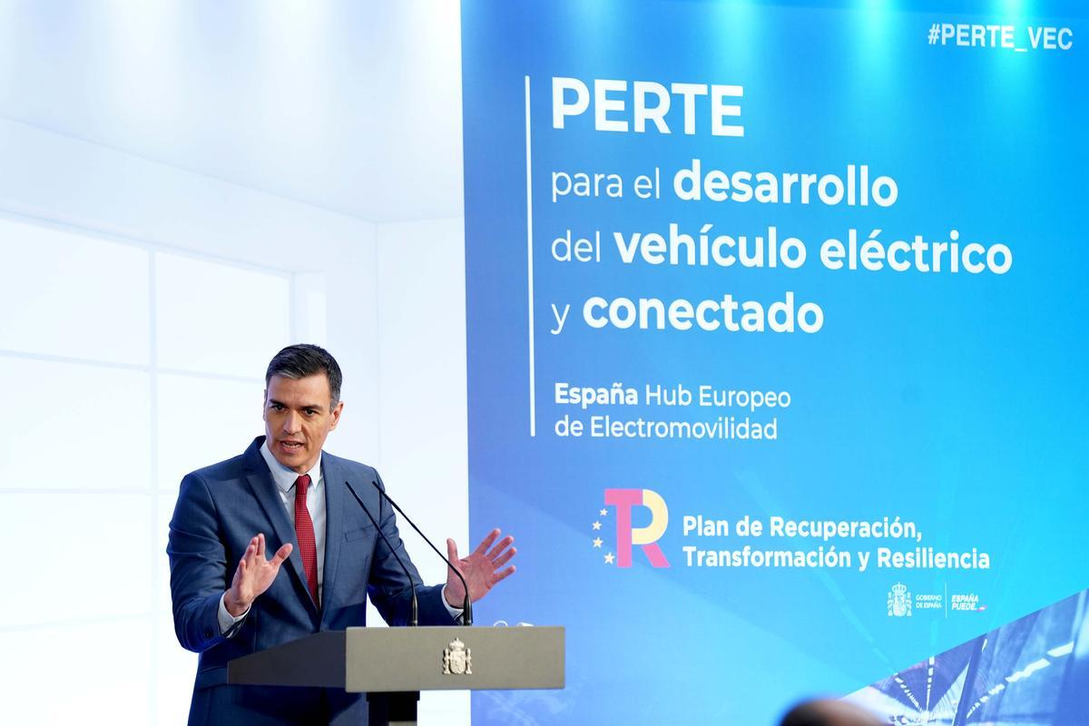 El presidente del Gobierno, Pedro Sánchez, en la presentación del PERTE de automoción el pasado julio. 