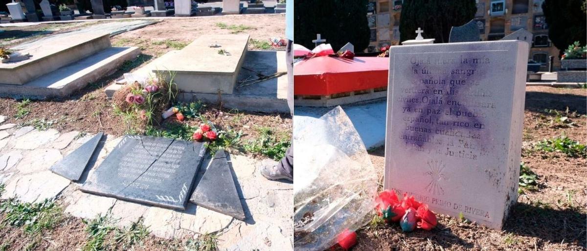 Actos vandálicos en las lápidas de las víctimas del franquismo y de Primo de Rivera en Alicante