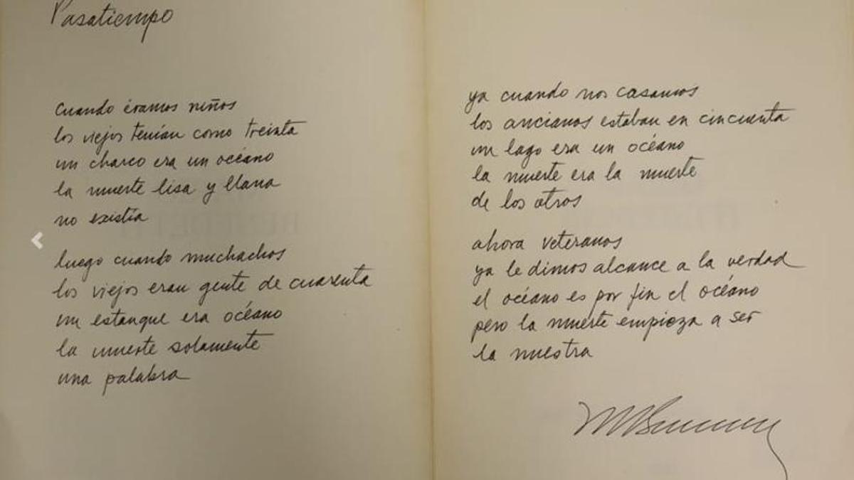 Manuscrito del poema ’Pasatiempo’.