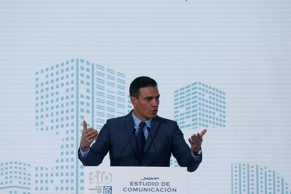 El presidente del Gobierno, Pedro Sánchez, en un foro económico. 