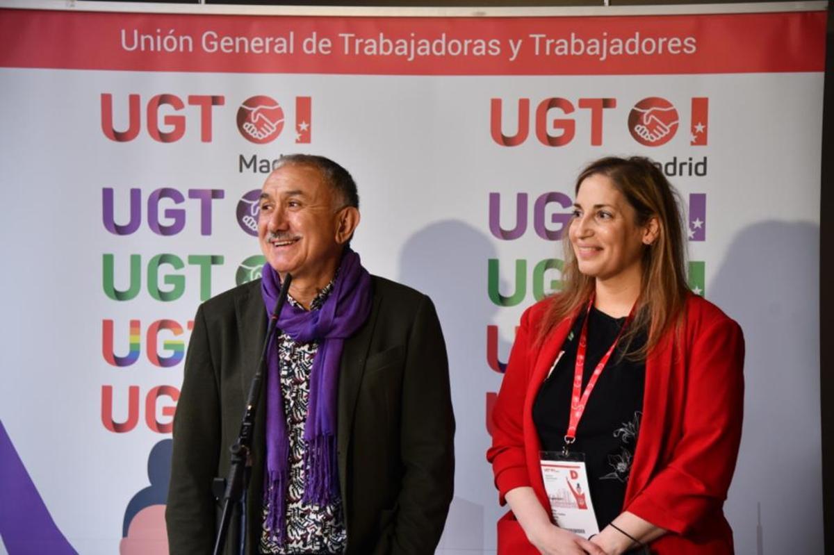 Marina Prieto, nueva Secretaria General de UGT Madrid, junto al líder de UGT, Pepe Álvarez