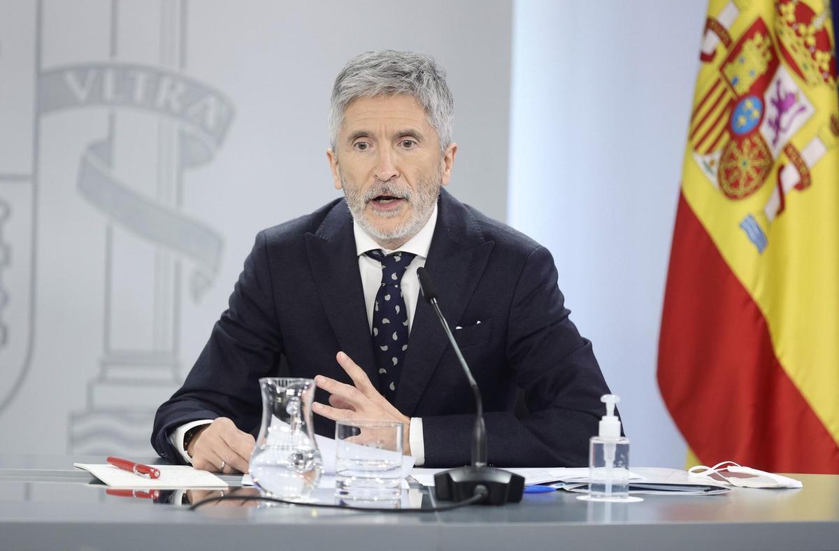 El ministro del Interior, Fernando Grande-Marlaska, en la rueda de prensa tras la reunión del Consejo de Ministros.