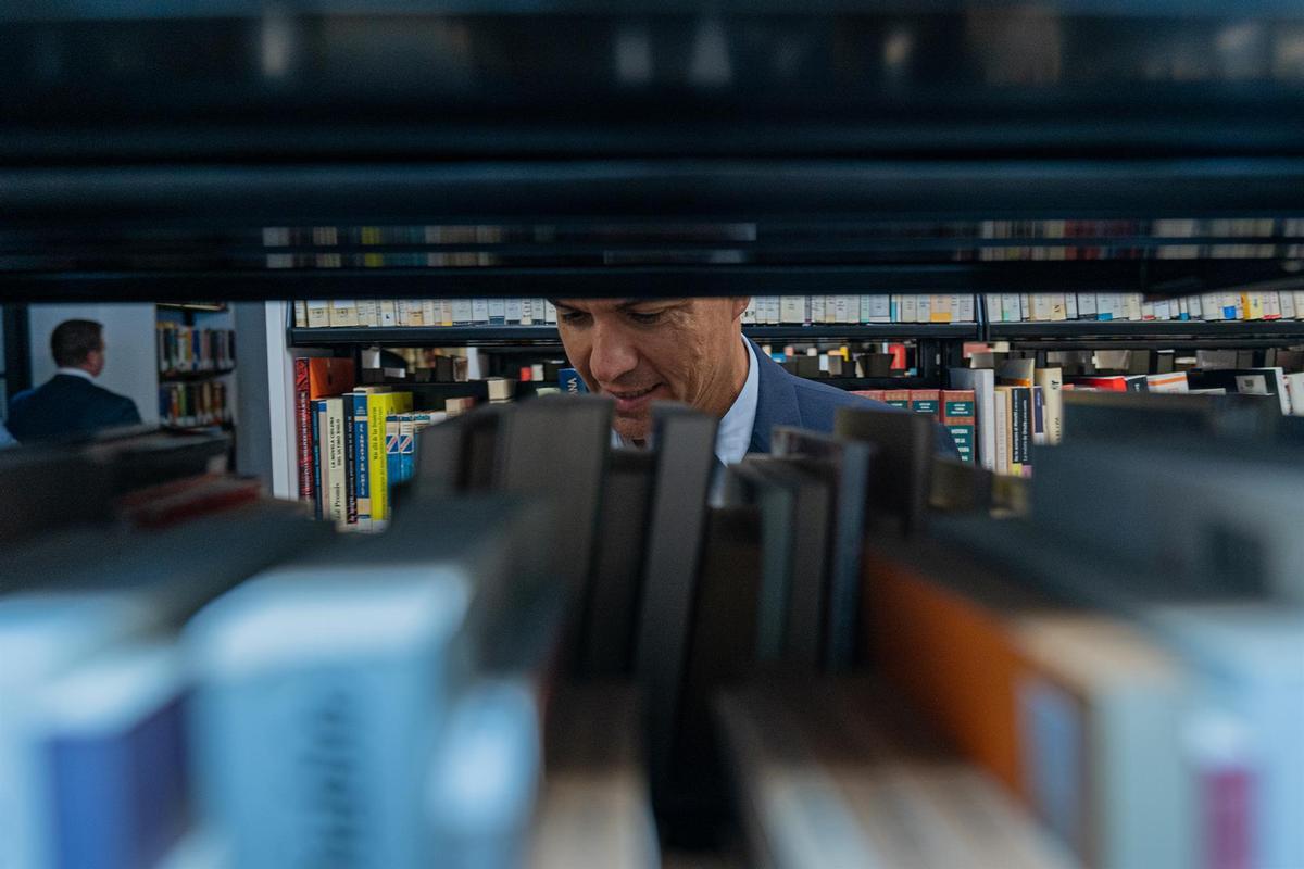 Pedro Sánchez, en la biblioteca del Instituto Cervantes de Nueva York, esta semana