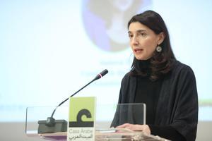 La ministra de justicia, Pilar Llop, interviene en un foro en la Casa Árabe de Madrid, a 26 de marzo de 2022.