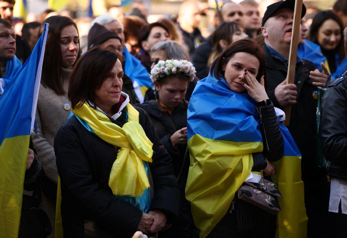 Protestas en apoyo a Ucrania a las puertas del parlamento de Reino Unido, a 27 de marzo de 2022. 