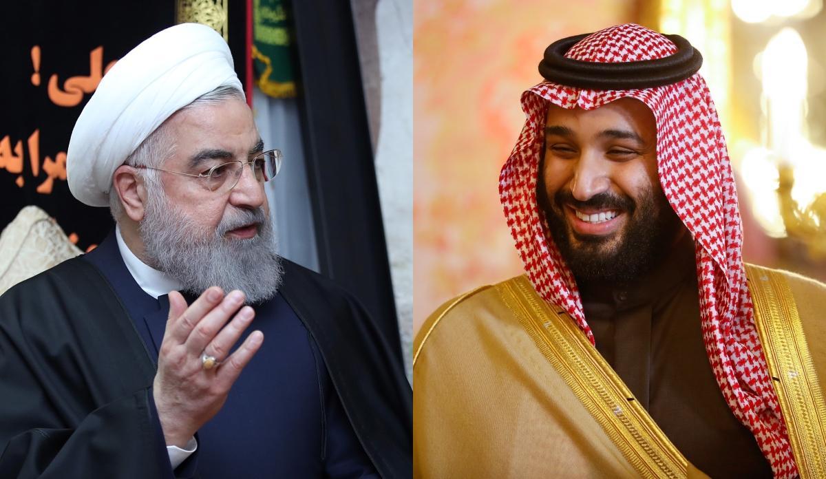El presidente de Irán, Hassan Rouhani, y el príncipe heredero de Arabia Saudí, Mohamed bin Salman.