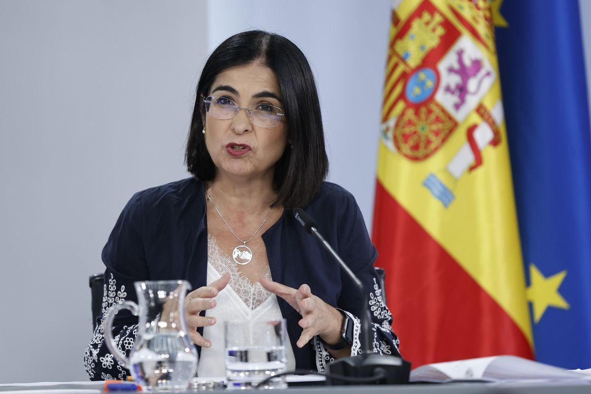 La ministra de Sanidad, Carolina Darias, durante la rueda de prensa posterior al Consejo de Ministros.