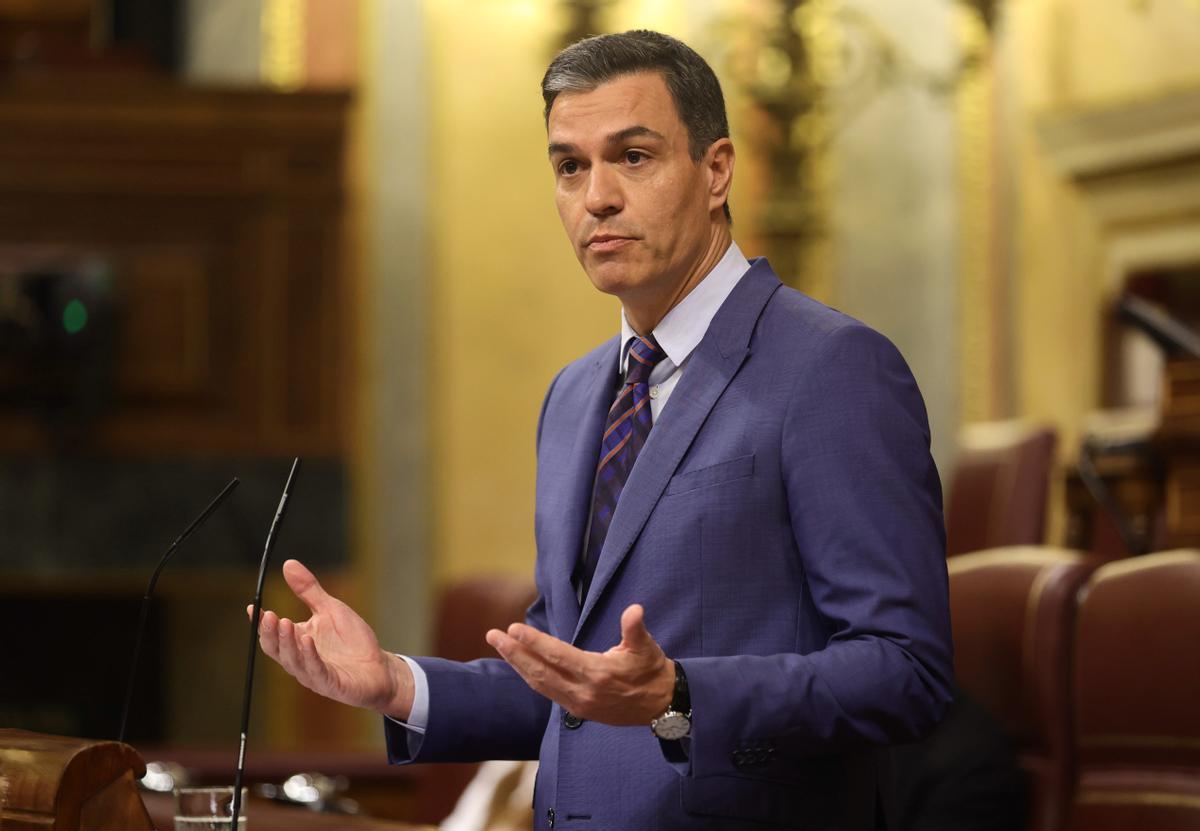 El presidente del Gobierno, Pedro Sánchez, interviene en una sesión plenaria, en el Congreso de los Diputados, a 26 de mayo de 2022