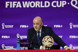 DOHA, 16/12/2022.- El suizo Gianni Infantino, presidente de la FIFA, destacó el gran éxito del Mundial de Qatar 2022 a falta de que se disputen dos partidos, el Croacia-Marruecos, por el tercer puesto, y la final, Argentina-Francia, este viernes en Doha  EFE/Alberto Estévez