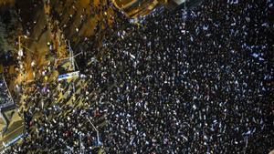 Protesta masiva contra el Gobierno de Israel en Tel Aviv.