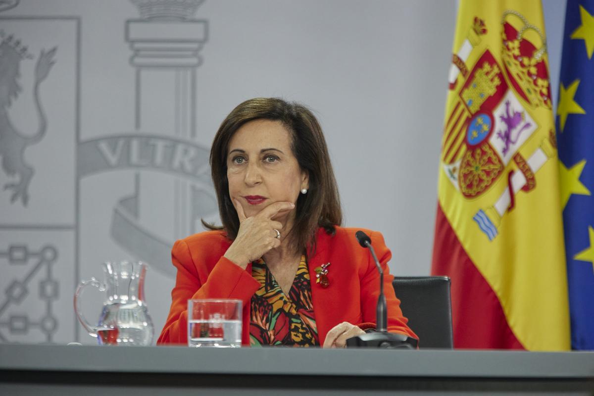 La ministra de Defensa, Margarita Robles, en una rueda de prensa sobre la futura cumbre de la OTAN en Madrid, este 22 de junio.
