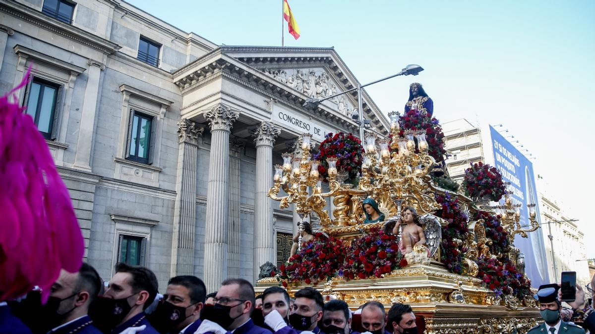 Imagen de Jesús de Medinaceli durante la procesión que lleva su nombre, a 15 de abril de 2022, en Madrid (España)