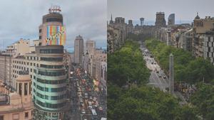 Imagen de la Gran Vía, en Madrid, y Paseo de Gracia, en Barcelona