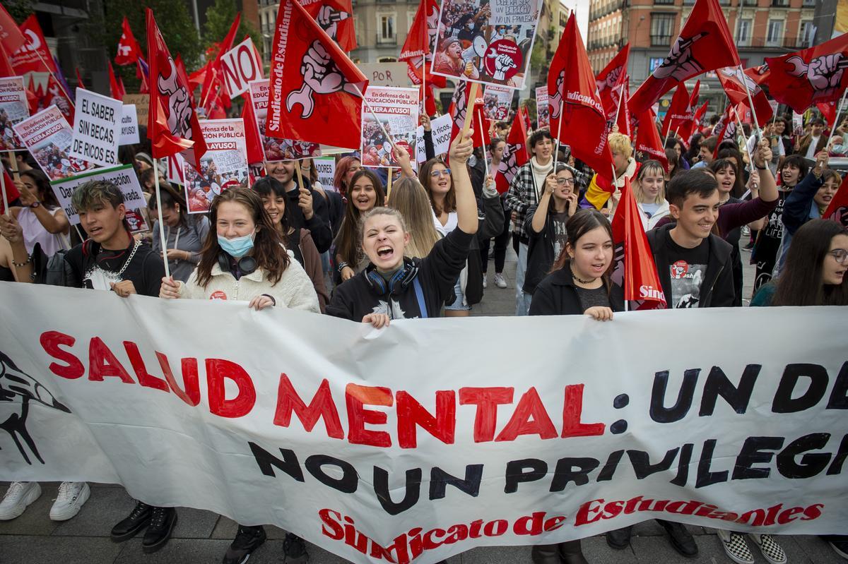 Manifestación estudiantil en defensa de la salud mental el pasado jueves 27 de octubre en Madrid. 