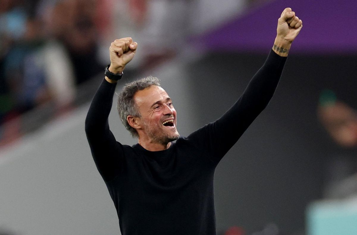 Luis Enrique, seleccionador español, celebra uno de los goles contra Costa Rica. Luis Enrique, seleccionador español, celebra uno de los goles contra Costa Rica.