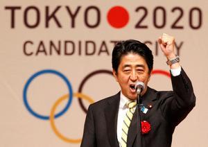 Shinzo Abe, durante el mitin inaugural de Tokio 2020.